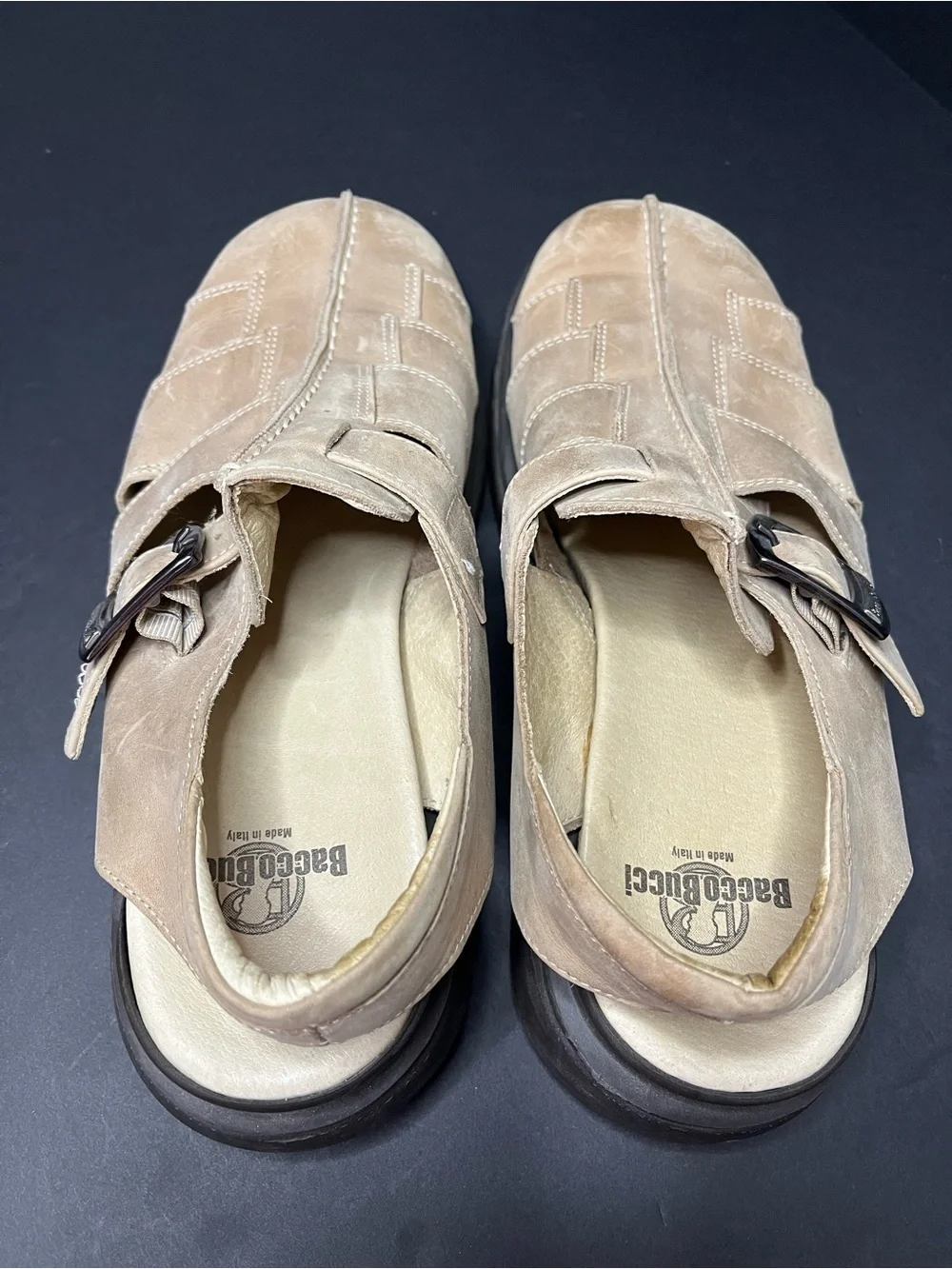 Men's Bacco Bucci Tan Leather Fisherman Sandals - Sz 9D